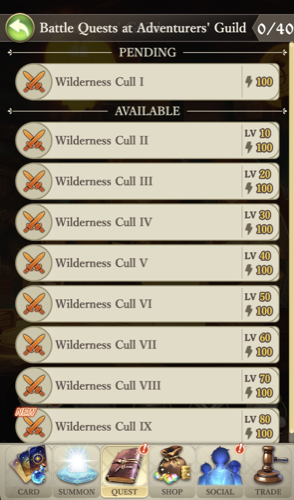 Battle quest list
