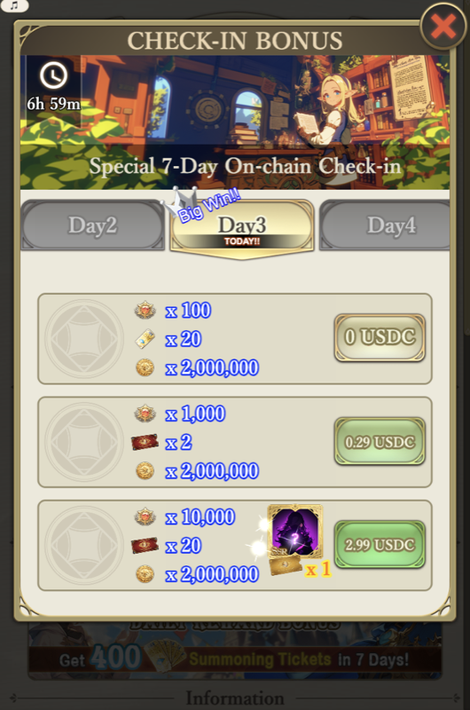 Daily Check-in screen