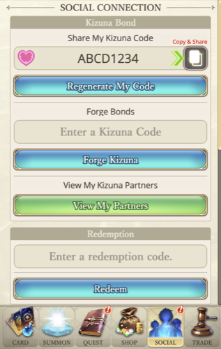 Kizuna in Social tab