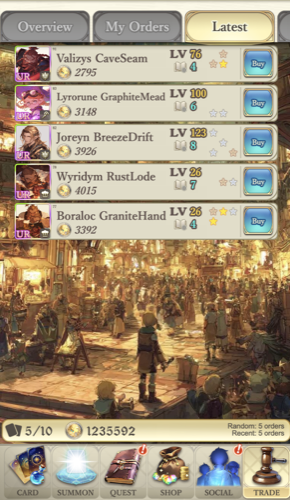 Other players' orders
