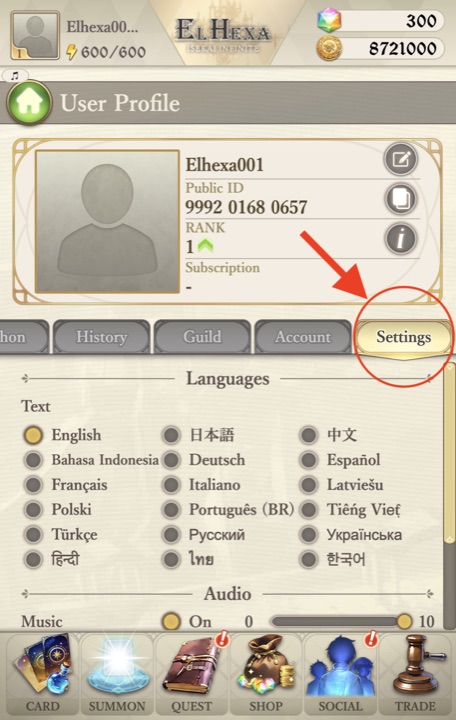 The Languages list in Settings — all 18 languages