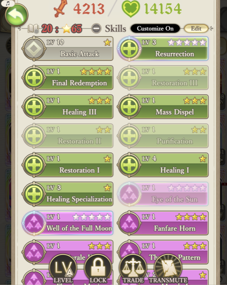 After saving, switched-off skills are shown faded