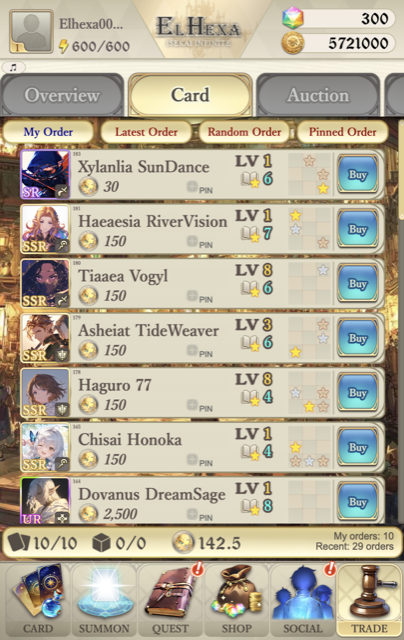 Card order board