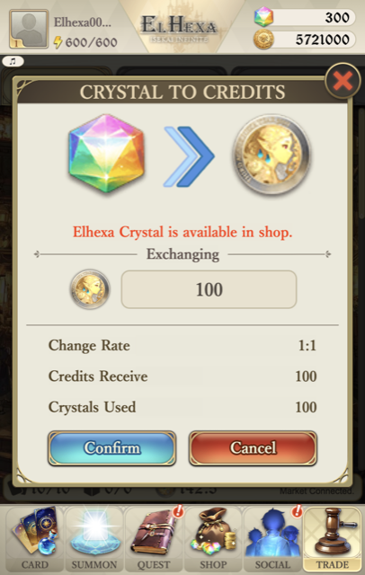 Crystal to Credits exchange