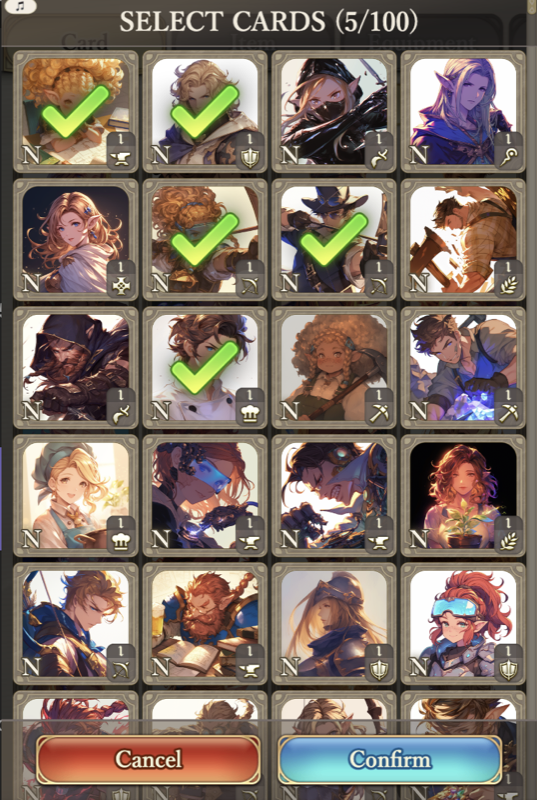Multi-select cards for bulk transmute