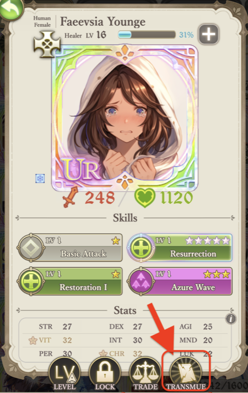 Transmute button on card detail